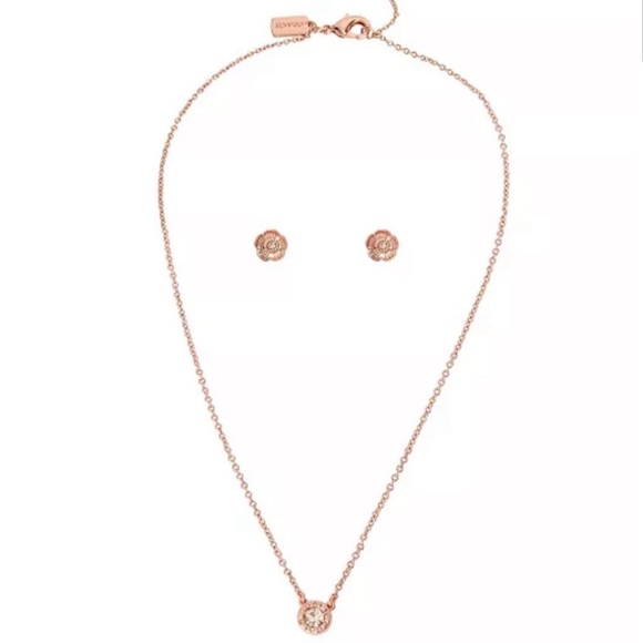 🔥🆕 Coach Open Circle Necklace & Tea Rose Studs - Picture 4 of 10